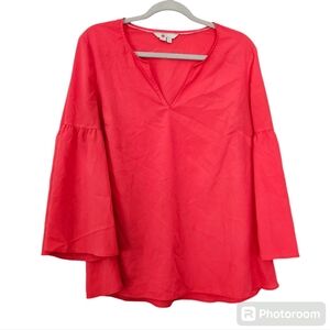 Boden Vneck Bell sleeves coral pink top size 12